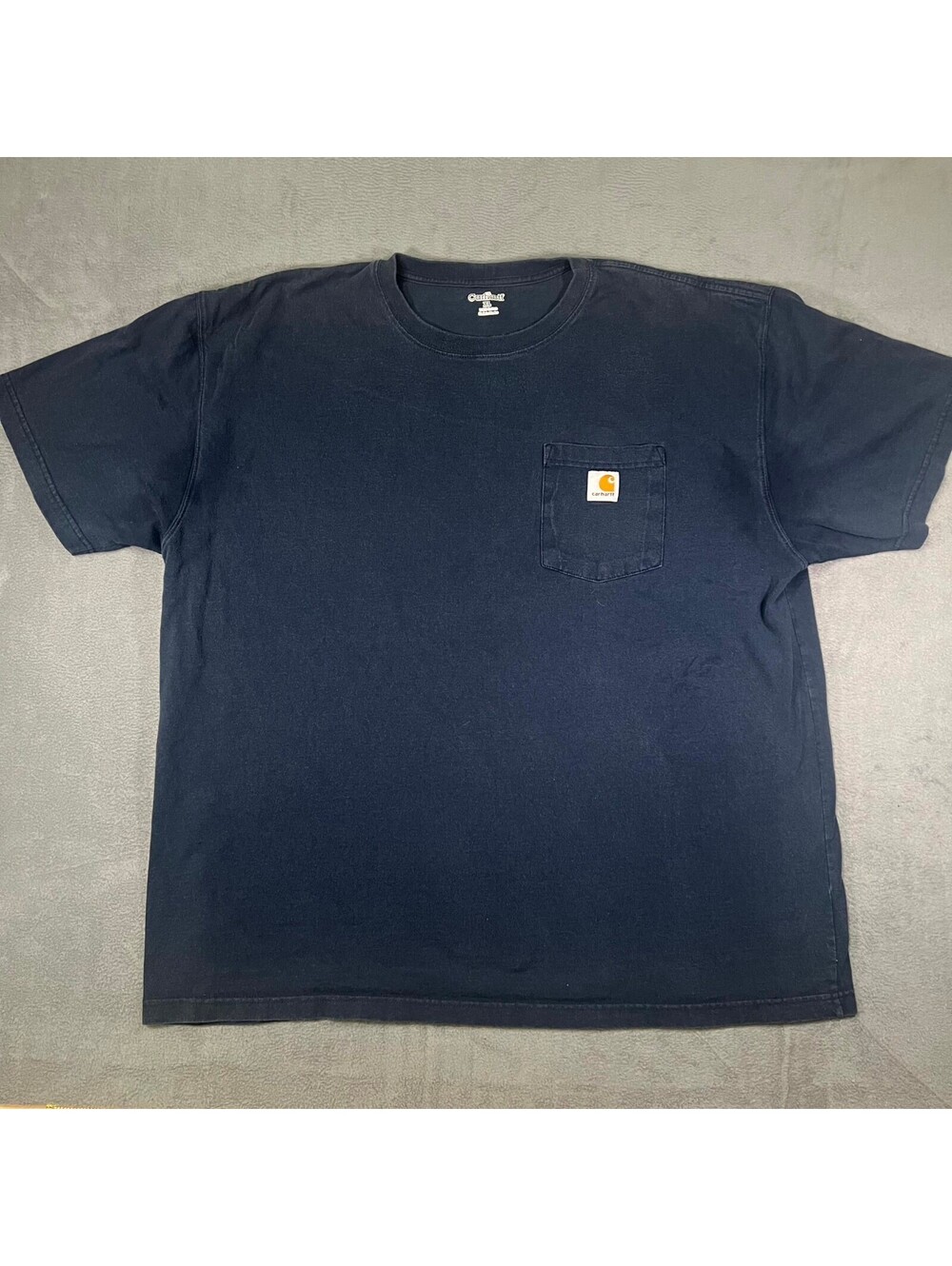 Carhartt Shirt Navy Blue Mens XL Tee Knit Cotton Pocket Everyday Wear Patch Logo